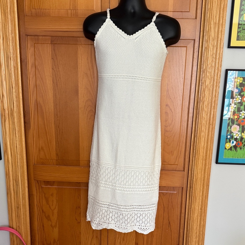 Freshman Cream Crochet Midi Dress